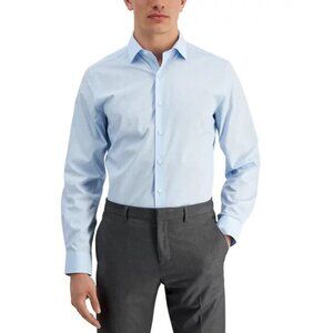 Bar III Men's Slim Fit Vintage Coral Dress Shirt Blue Size 15-15.5 M MSRP $65